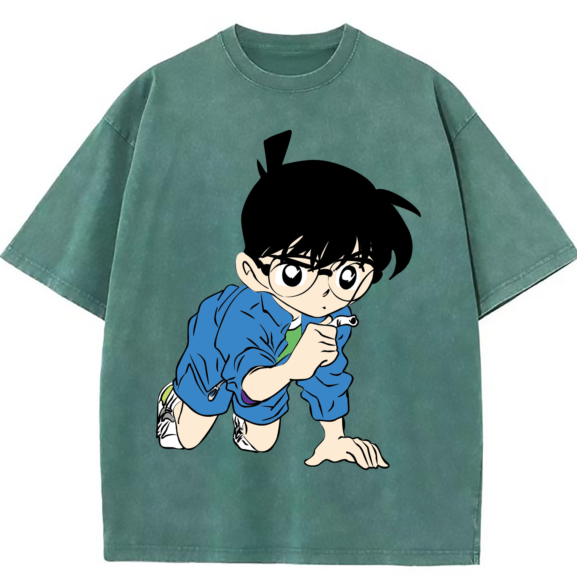 （画像用） 名探偵コナン 江戸川 コナン Detective Conan Conan Edogawa 綿100% ヴィンテージ風 半袖Tシャツ（フロントプリント）
